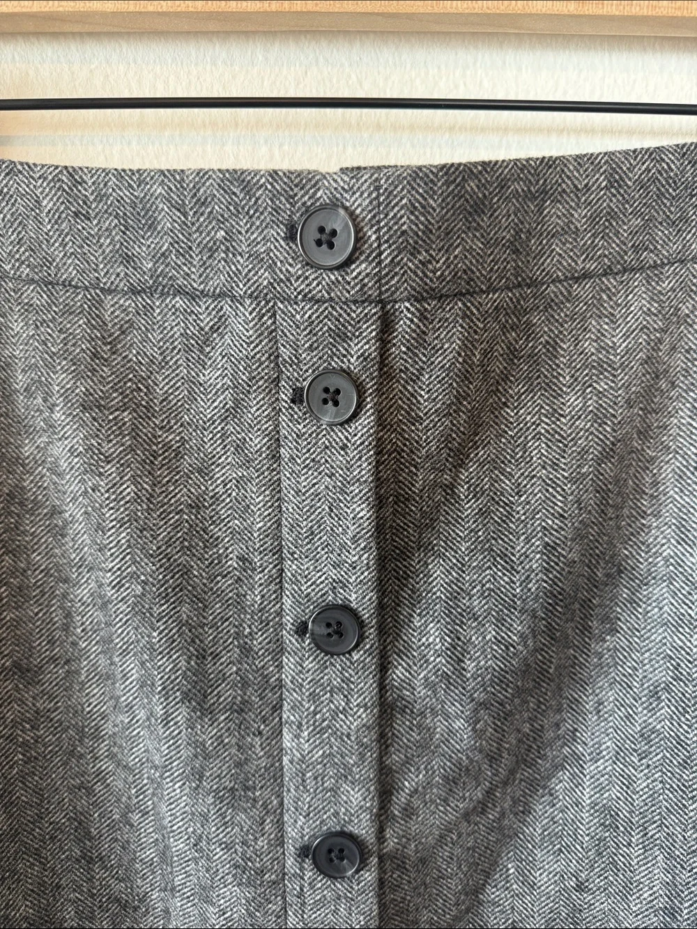 J Crew Classic Gray Button-Front Wool Blend Skirt